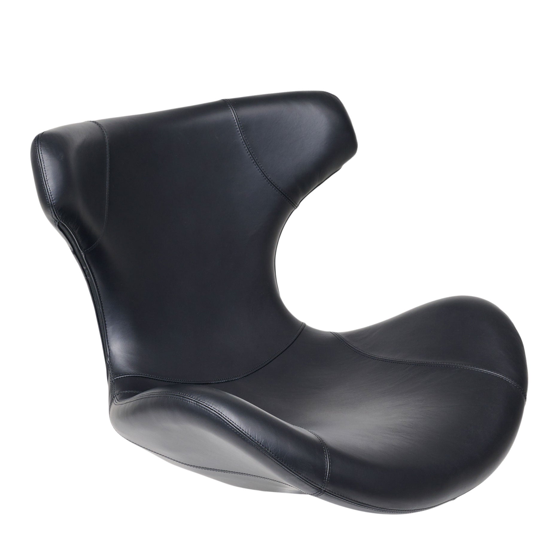 Kato loungestol læder m. sort drejesokkel